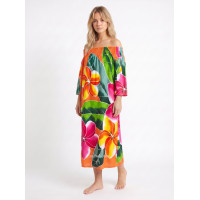 Hand Painted Rayon Off Shoulder Dress